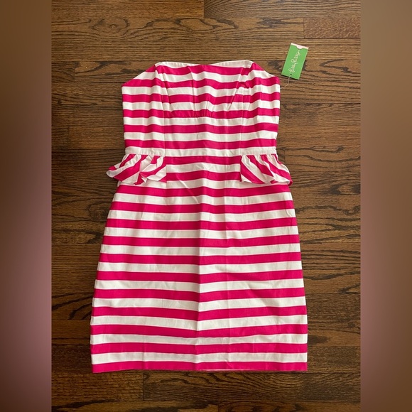 Lilly Pulitzer Azalea pink white Swizzle Stripe Maybell Dress sz 6 women’s - Picture 1 of 9